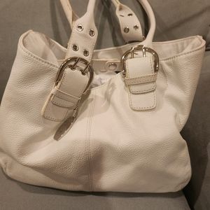 Tignanello White Leather Convertible Satchel.